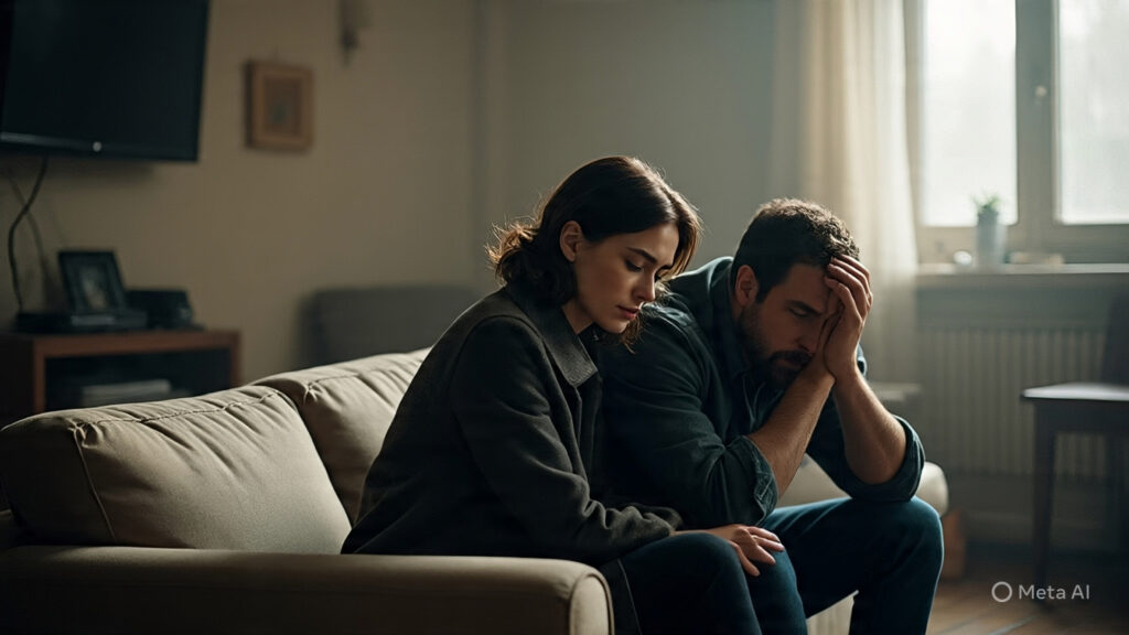 couple in a moment of emotional disconnect He’s Not Emotionally Distant—He’s Emotionally Conditioned: What Women Need to Know About Men’s Mental Health
