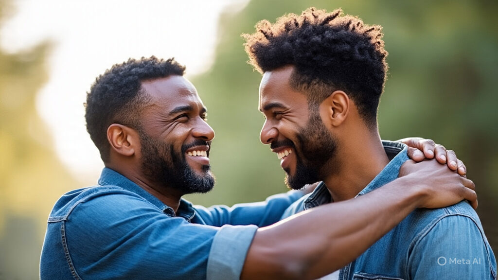 men bonding emotionally through non verbal gestures e g 1 He’s Not Emotionally Distant—He’s Emotionally Conditioned: What Women Need to Know About Men’s Mental Health