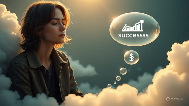 realistic of a person imagining dreams with The Psychology Behind Why People Fall for Law of Attraction Scams